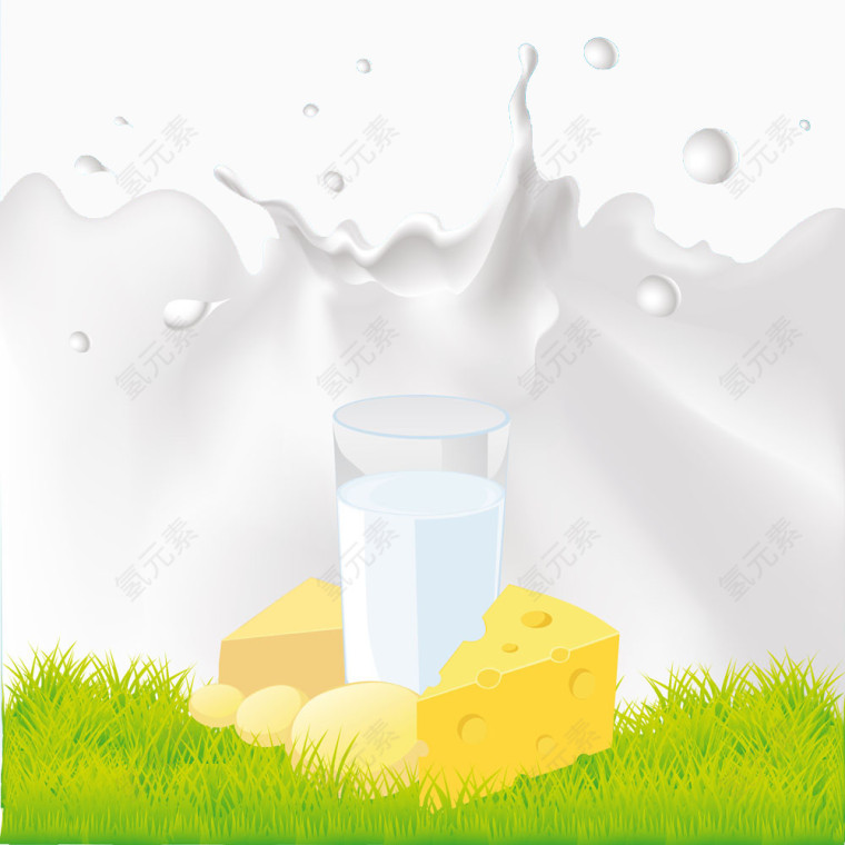 草地上酸奶高清免扣素材