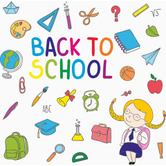 矢量手绘卡通开学