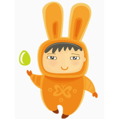橘色兔帽子男孩