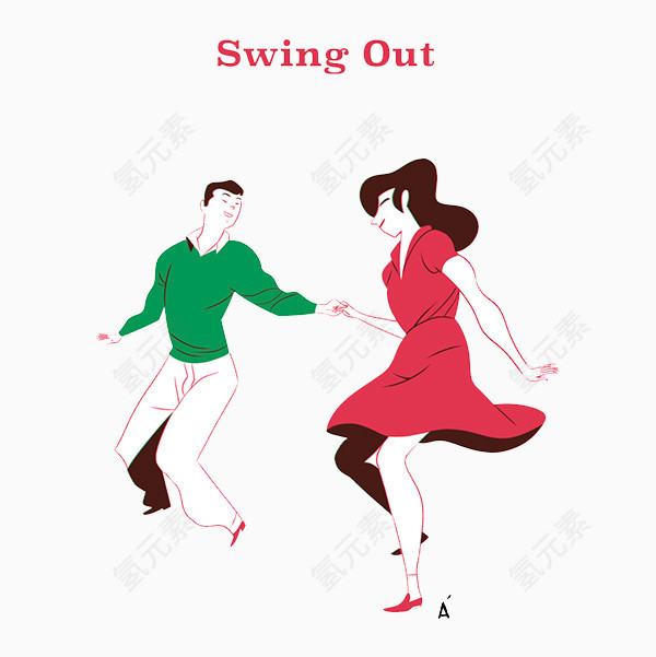 手绘设计男女跳舞