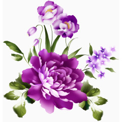 彩绘鲜花效果元素免抠素材