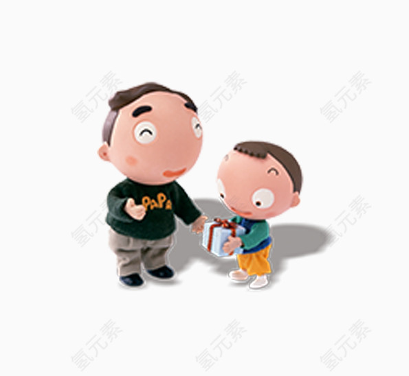 泥人父亲节感恩卡通元素