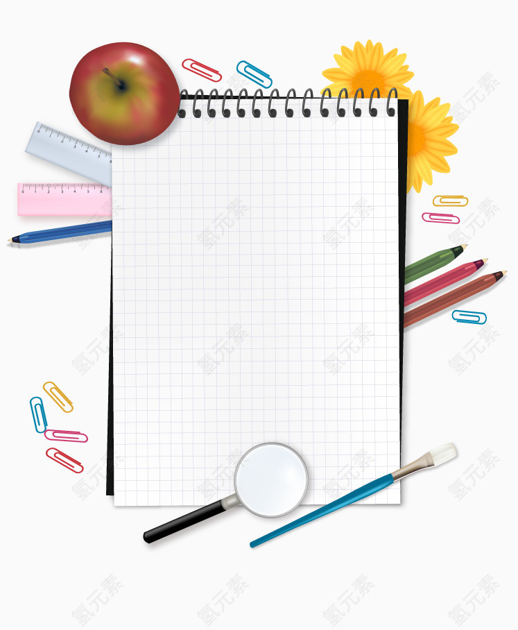 矢量笔记本画笔文具