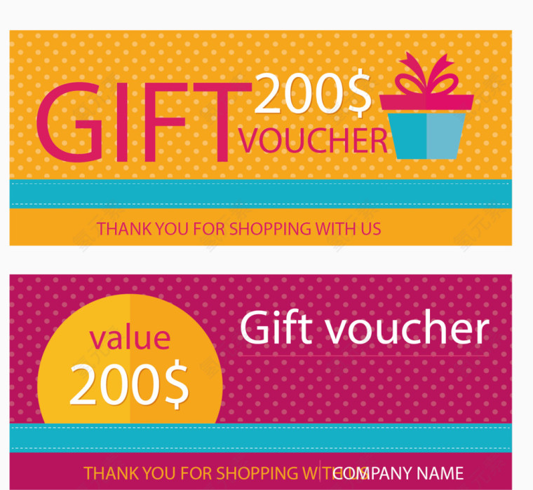 彩色礼品券设计矢量素材