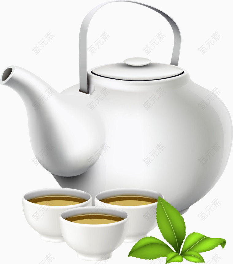 矢量茶壶与茶杯