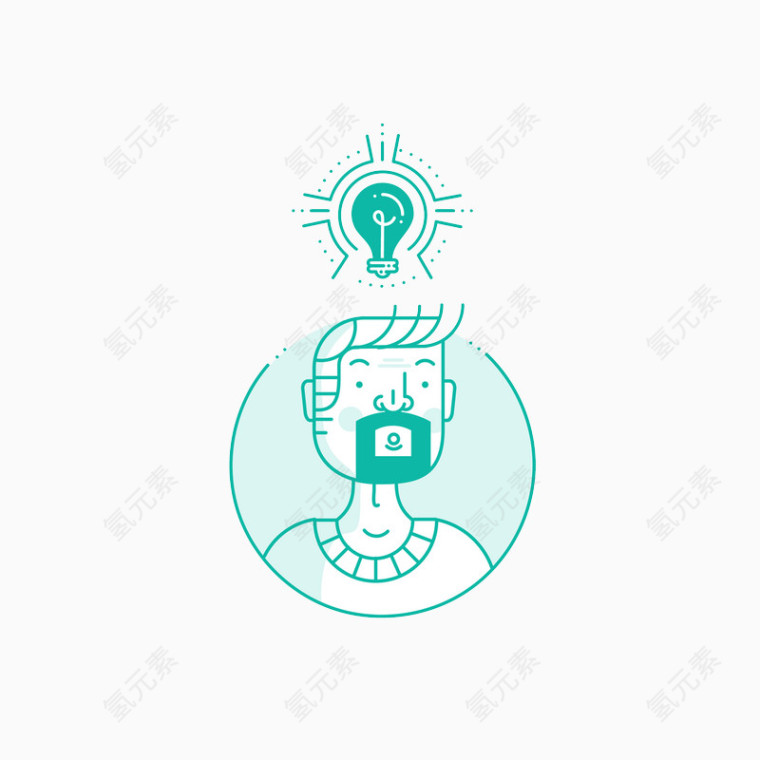 绿色手绘人物