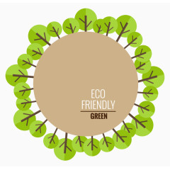 圆形树木相框矢量