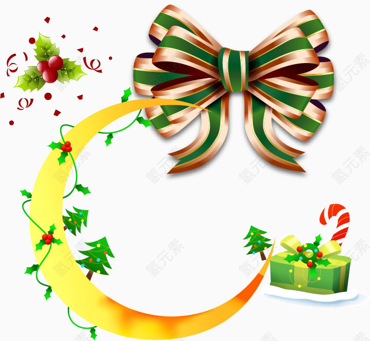 圣诞节月亮礼物蝴蝶结