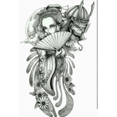 水墨画人物插图