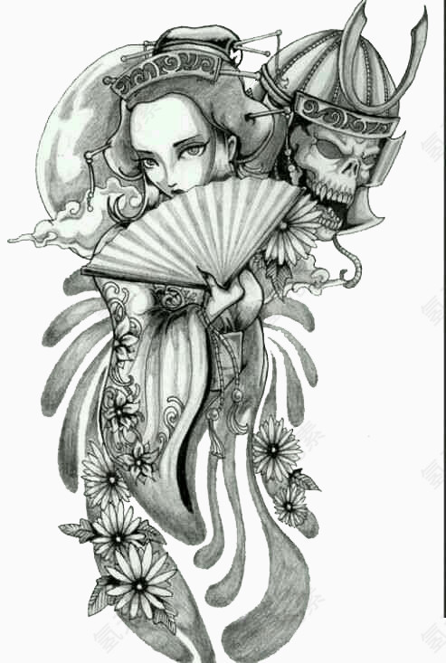 水墨画人物插图
