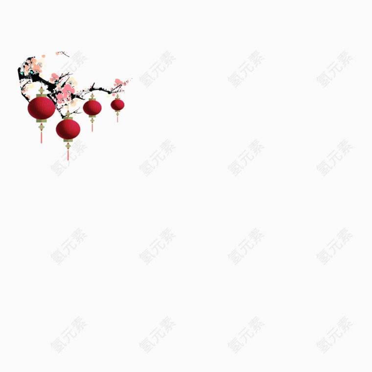 中国风节日大寿桃花红灯笼