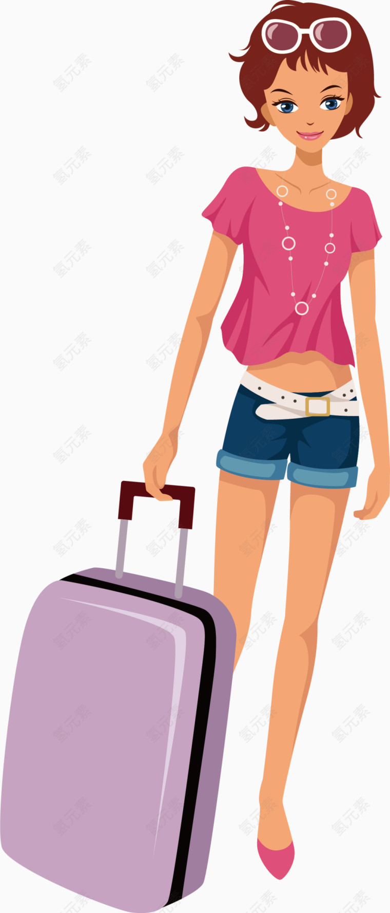 旅行的女孩矢量图