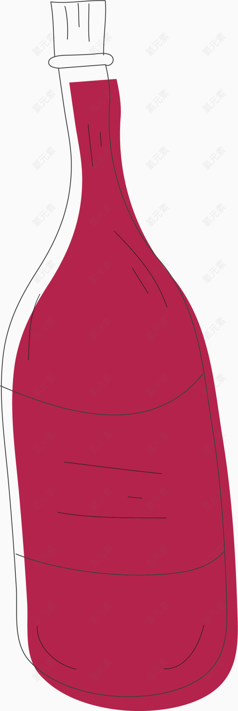 手绘酒瓶矢量图
