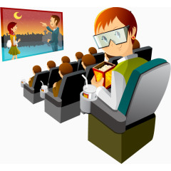 矢量手绘看电影