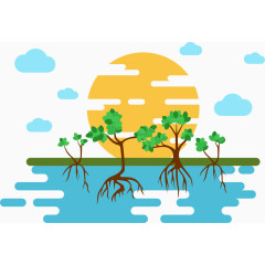 红树林植物插画矢量素材