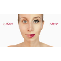 美容化妆对比的美女