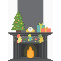 灰色圣诞壁炉