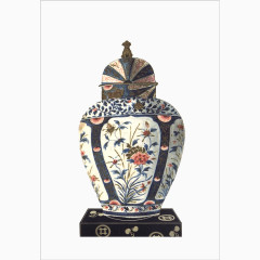 手绘工笔彩色花纹陶罐