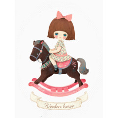 骑木马的小女孩