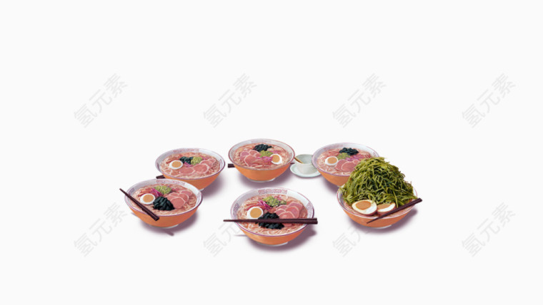 红色简约面条装饰图案