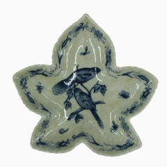 树叶形状青花瓷小鸟盘子