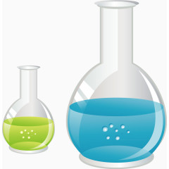 黄色蓝色液体蒸馏瓶元素