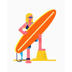 海边冲浪的女孩