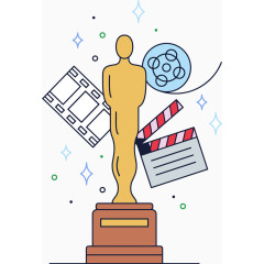 可爱简约奥斯卡小金人矢量图