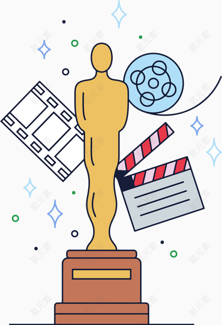 可爱简约奥斯卡小金人矢量图