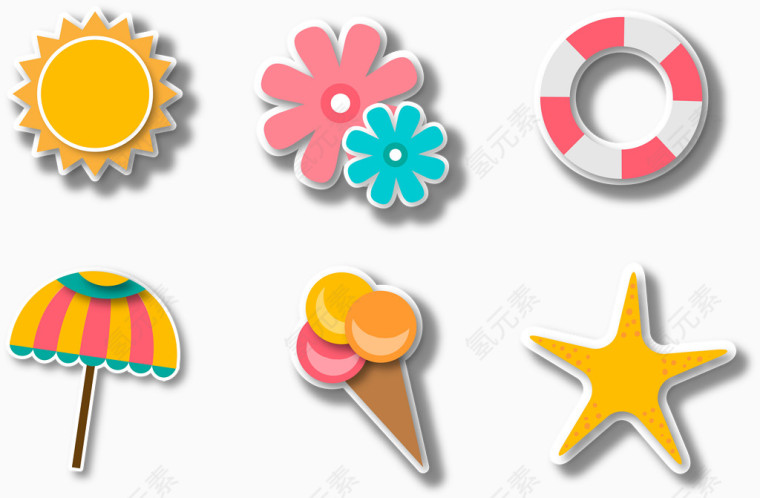 可爱儿童夏日元素矢量素材