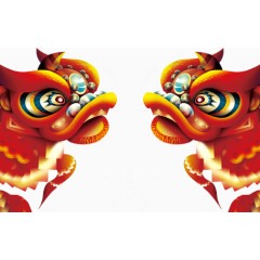 对称的中国舞狮