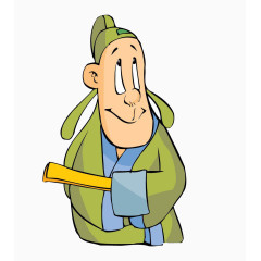 古代拿扇子的书生卡通人物形象