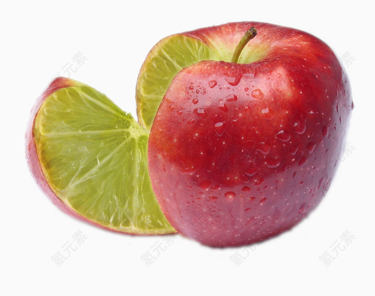 红苹果和绿柠檬的混合