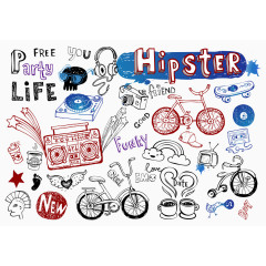 时尚小插画素材矢量