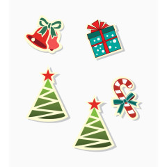 矢量动漫风卡片标签贺卡圣诞礼物