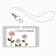 矢量玫瑰花工作证学生会