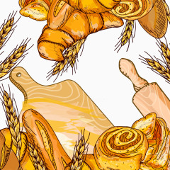 矢量手绘面包边框