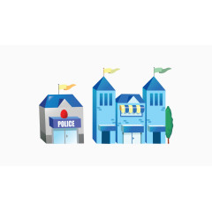 矢量高楼和警察局