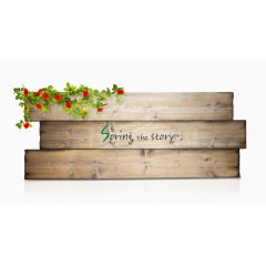 春天花藤木牌免抠素材