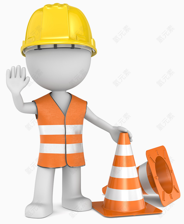 道路上执勤的概念小人
