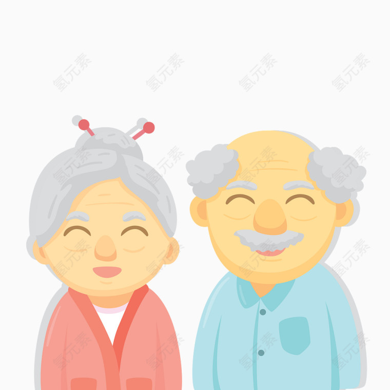 矢量相爱老年夫妻插画