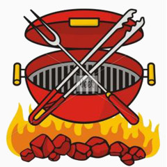 炭火上的烧烤炉卡通图片