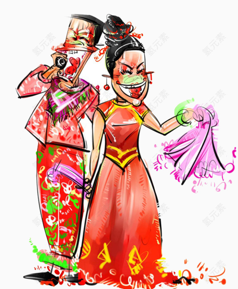 二人转dj说唱卡通素材