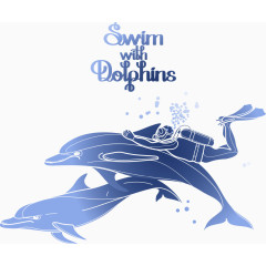 海豚和潜水员矢量