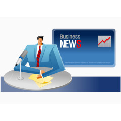 矢量卡通抽象播音人播放新闻