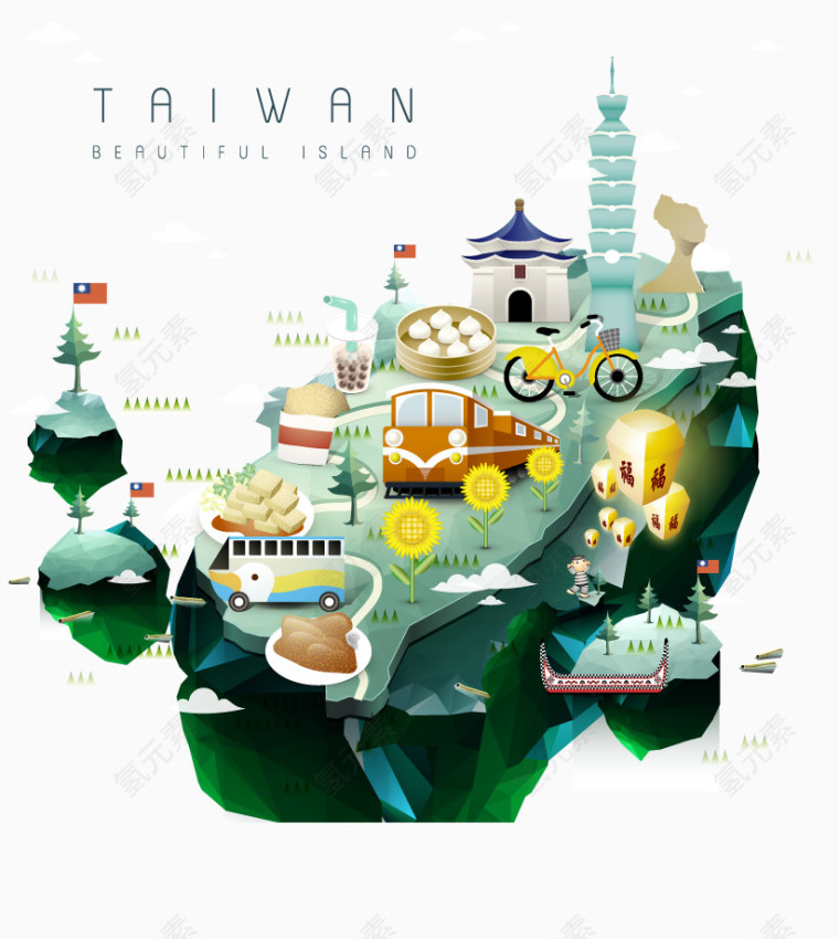 矢量台湾旅游景点集合