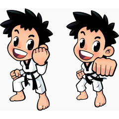 跆拳道卡通形象矢量素材