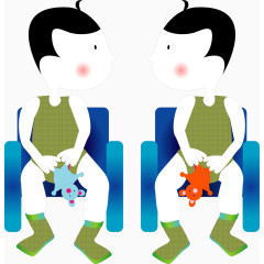 矢量手绘坐沙发的小男孩