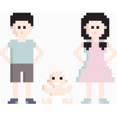 像素小人一家三口