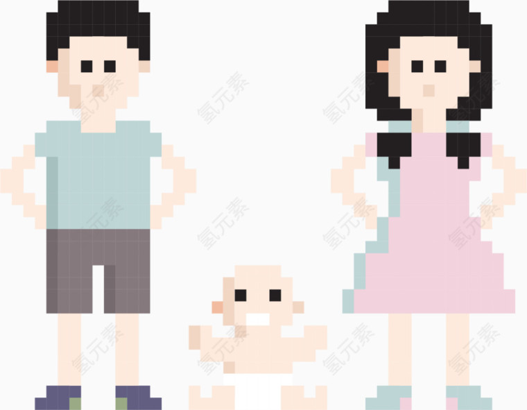 像素小人一家三口